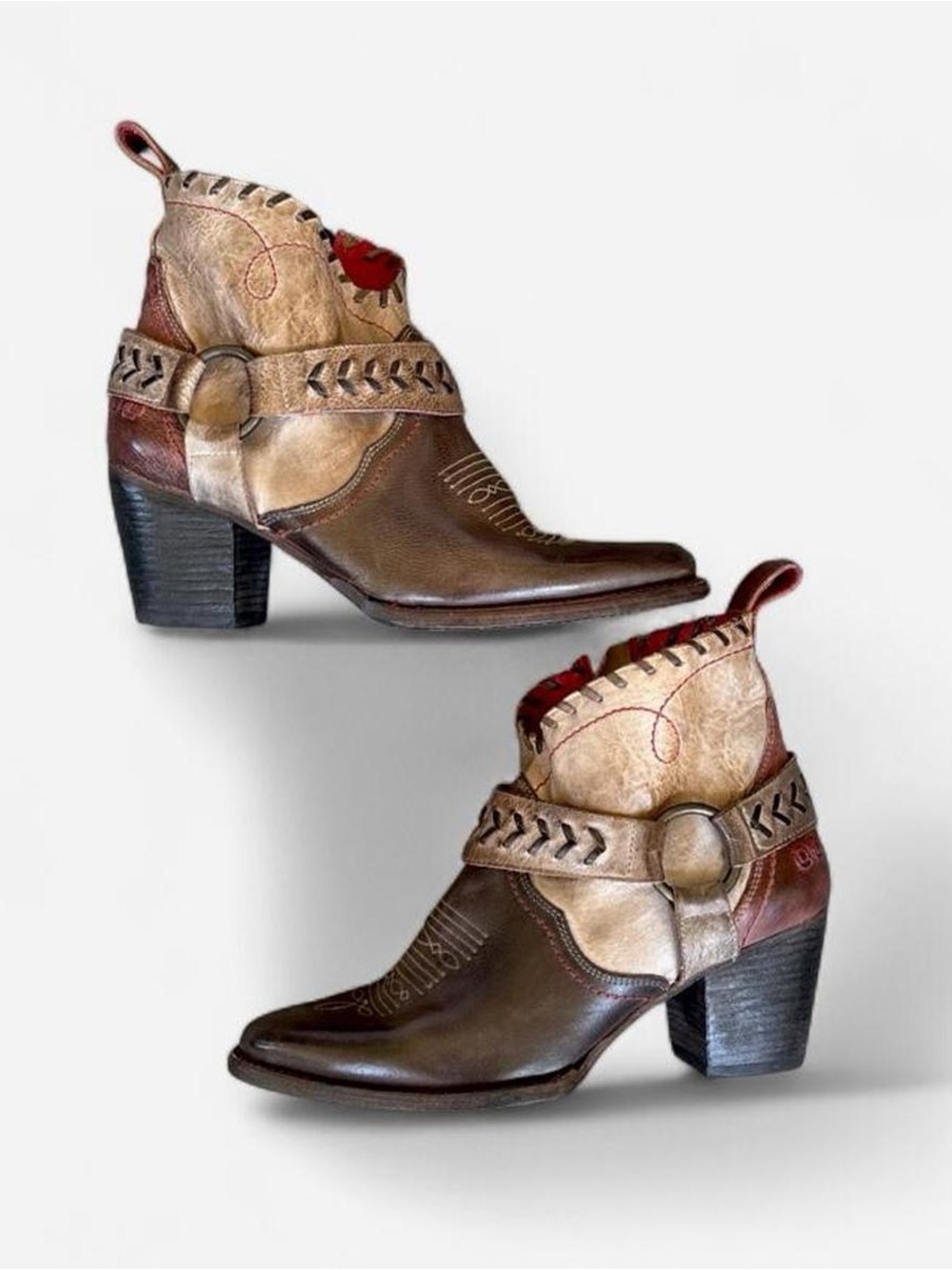 Bed|Stü Tania Women's Full-Grain Leather Western Boot 8 Southwestern Booties